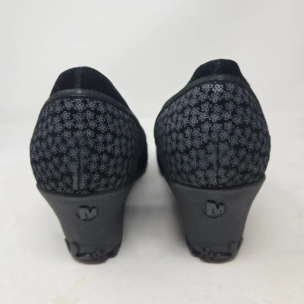 MERELL Petunia Black Suede Wedge MaryJanes Size 9.5M‎
